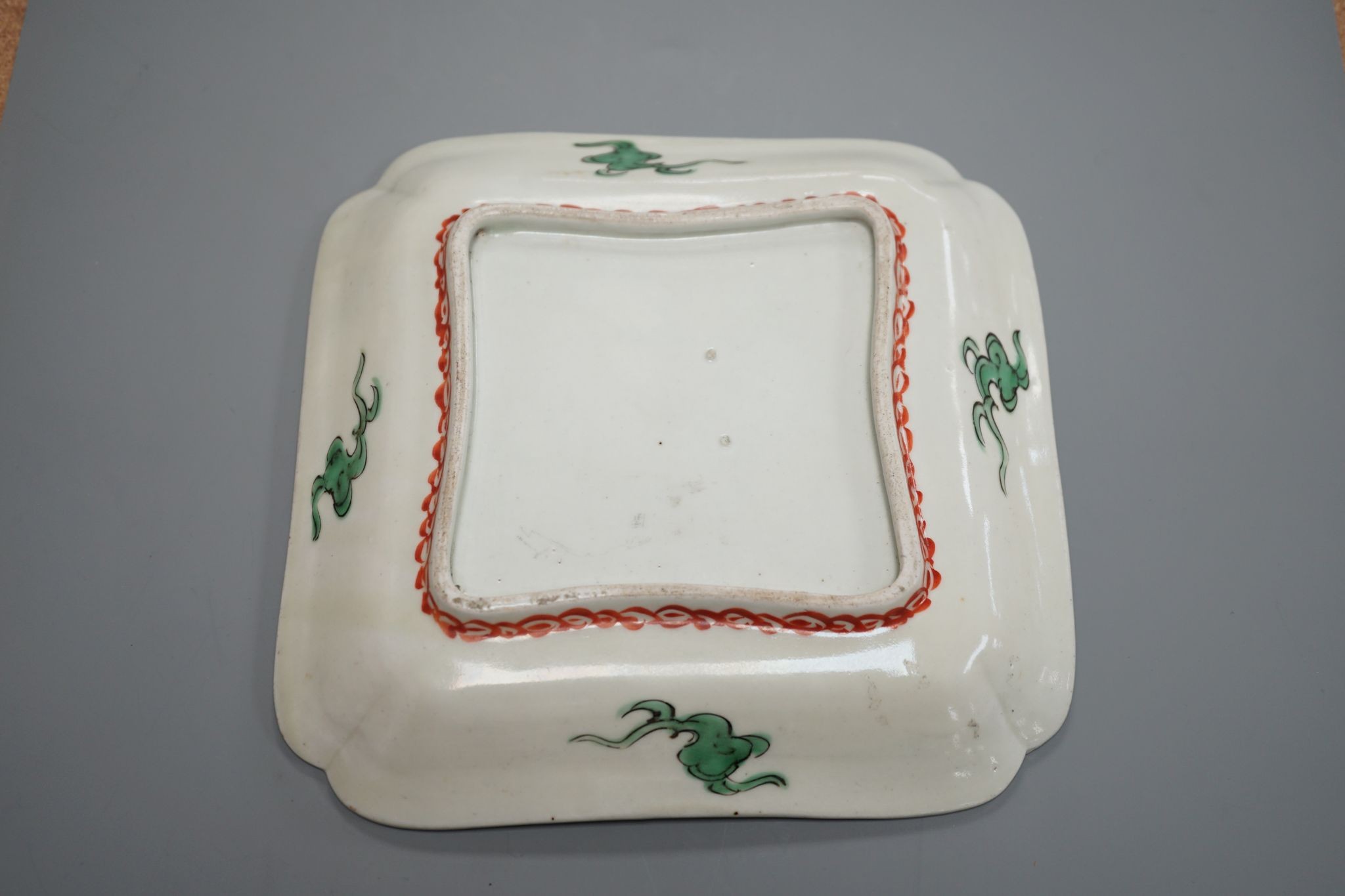 A Japanese Edo period Ko-Imari square polychrome dish, late 17th century 18cm